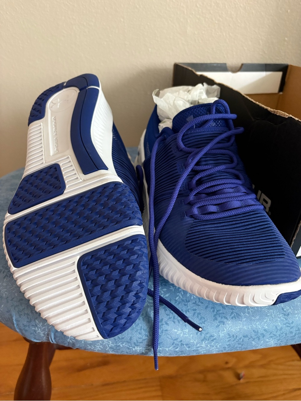 Under Armour Men’s Royal Blue and White Training Sneakers